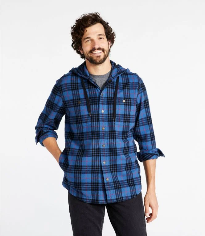 Men''s Scotch Plaid Flannel Hooded Shirt, Slightly Fitted - Image 3