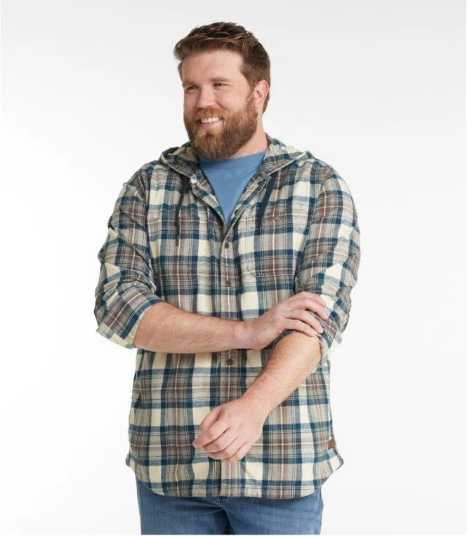Men''s Scotch Plaid Flannel Hooded Shirt, Slightly Fitted - Image 5