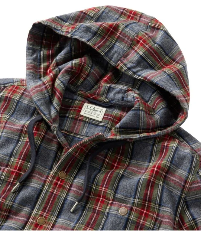 Men''s Scotch Plaid Flannel Hooded Shirt, Slightly Fitted - Image 7