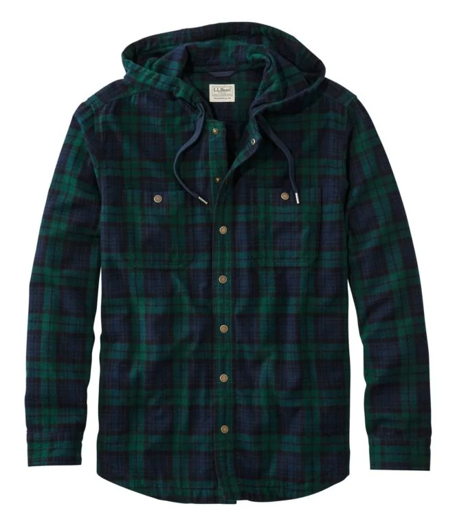 Men''s Scotch Plaid Flannel Hooded Shirt, Slightly Fitted - Image 8
