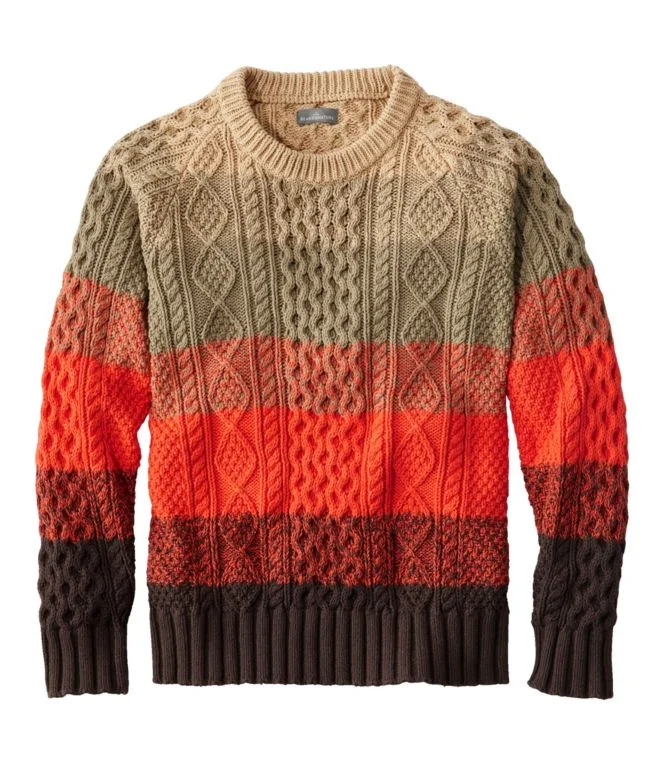 Alternative view of Men''s Signature Cotton Fisherman Sweater, Crewneck, Stripe