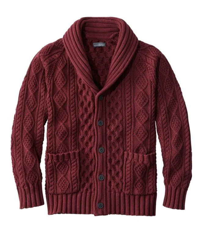 Men''s Signature Cotton Fisherman Sweater, Shawl-Collar Cardigan - Image 10