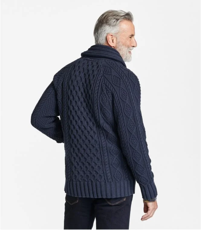 Men''s Signature Cotton Fisherman Sweater, Shawl-Collar Cardigan - Image 4