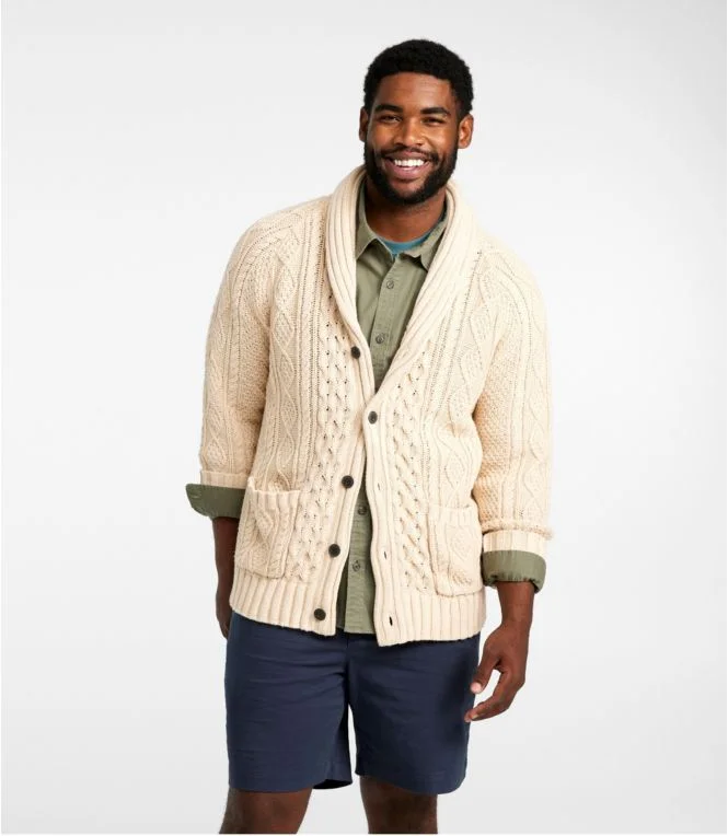 Men''s Signature Cotton Fisherman Sweater, Shawl-Collar Cardigan - Image 5