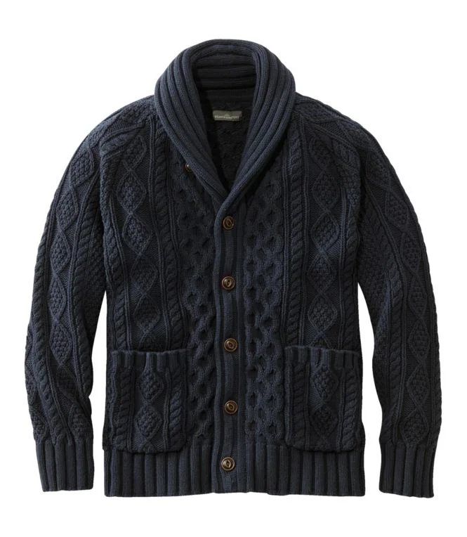 Men''s Signature Cotton Fisherman Sweater, Shawl-Collar Cardigan - Image 8