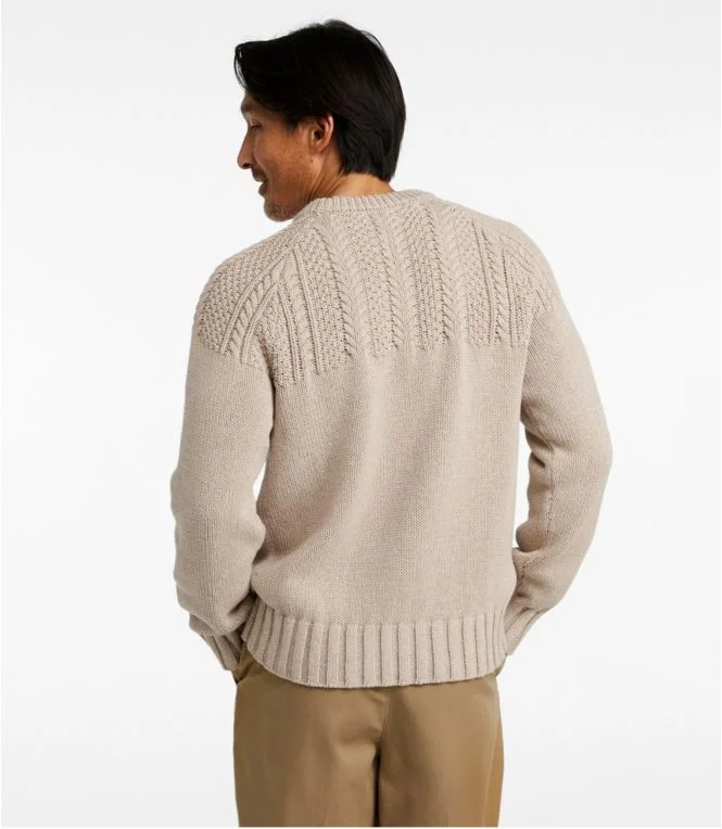 Men''s Signature Cotton Fisherman Sweater, Yoke Crewneck - Image 4