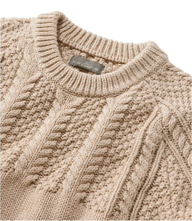 Men''s Signature Cotton Fisherman Sweater, Yoke Crewneck - Image 5