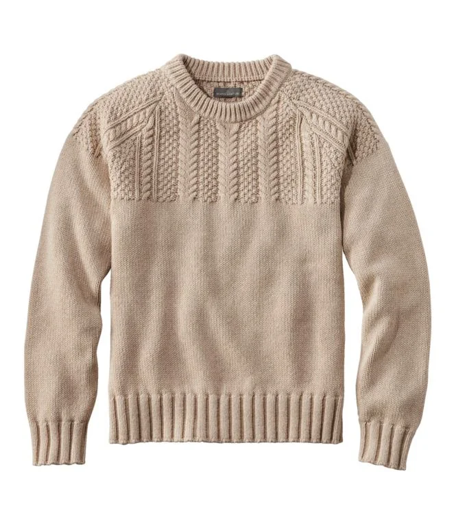 Men''s Signature Cotton Fisherman Sweater, Yoke Crewneck - Image 6