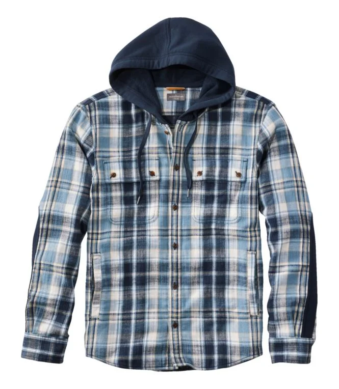 Men''s Signature Heritage Textured Flannel, Hooded Shirt Jac, Plaid