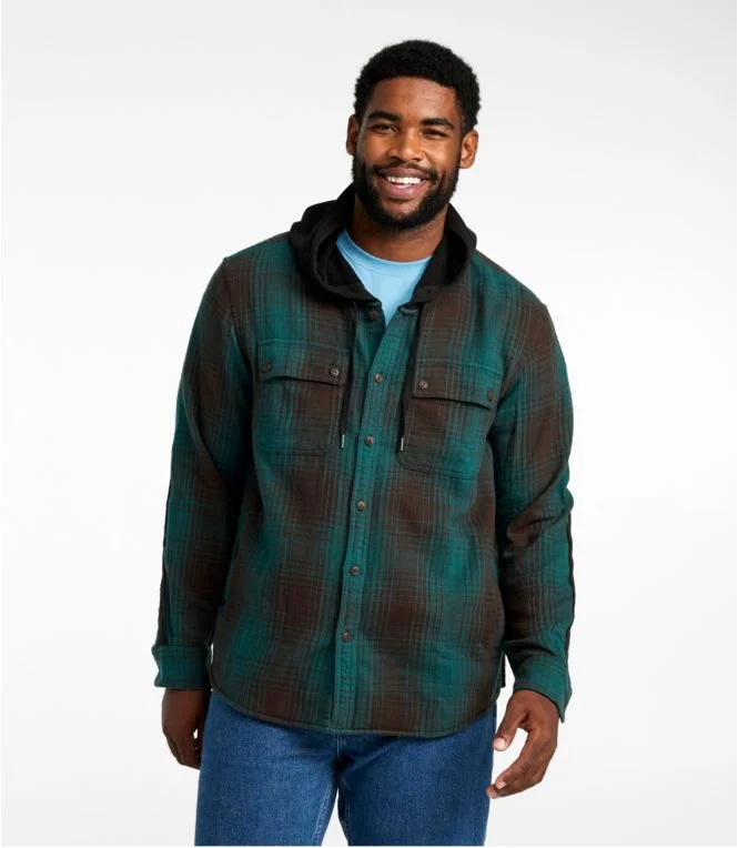 Men''s Signature Heritage Textured Flannel, Hooded Shirt Jac, Plaid - Image 3