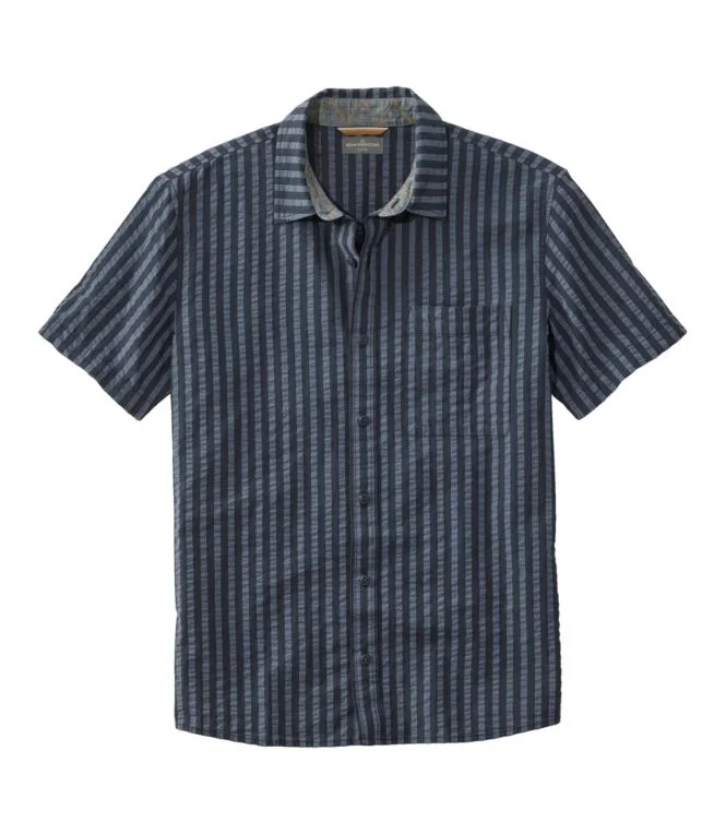 Men''s Signature Seersucker Madras Shirt, Slightly Fitted, Short-Sleeve