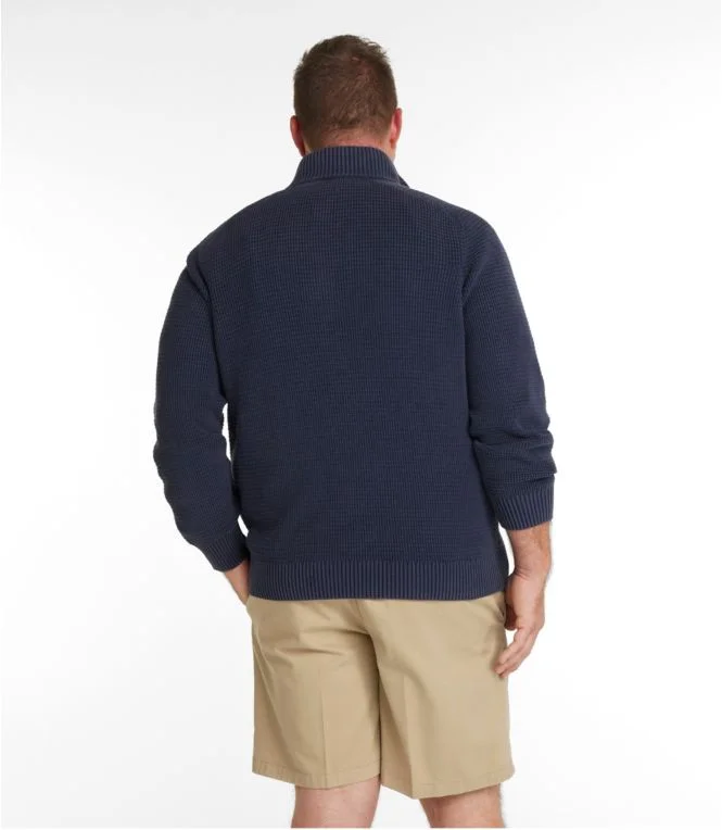 Men''s Textured Washed Cotton Sweaters, Quarter-Zip