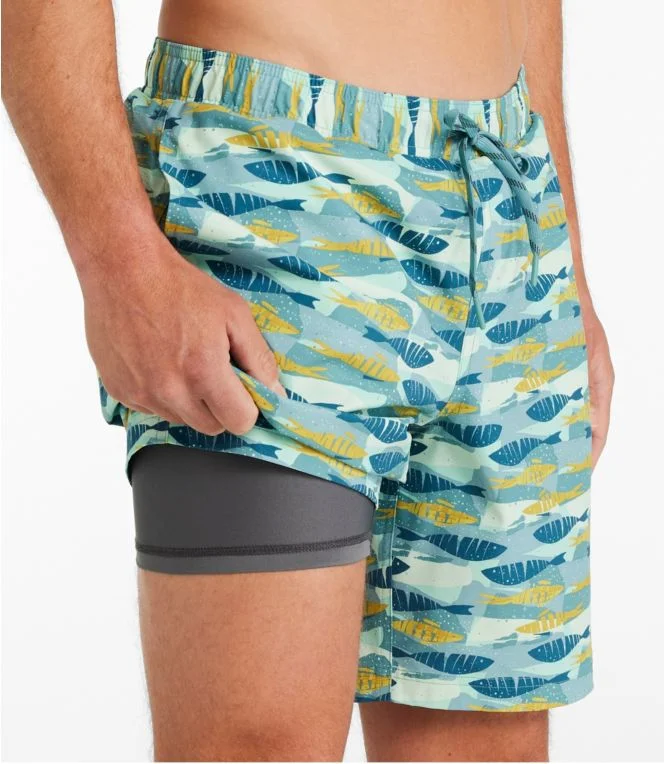 Men''s Vacationland Stretch Swim Trunks, Print, 8""