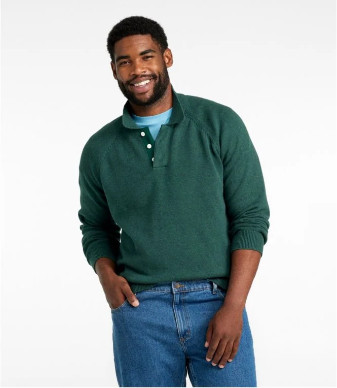 Men''s Wicked Soft Cotton/Cashmere Sweater, Rugby Polo