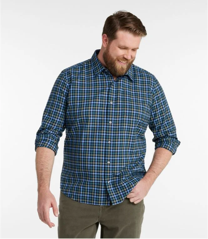 Men''s Wrinkle-Free Ultrasoft Brushed Cotton Shirt, Long-Sleeve, Slightly Fitted Untucked Fit