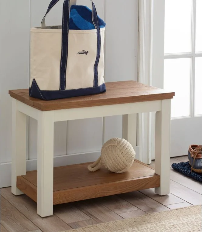 Painted Farmhouse Bench, Wood Top - Image 3