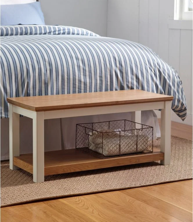 Painted Farmhouse Bench, Wood Top - Image 4