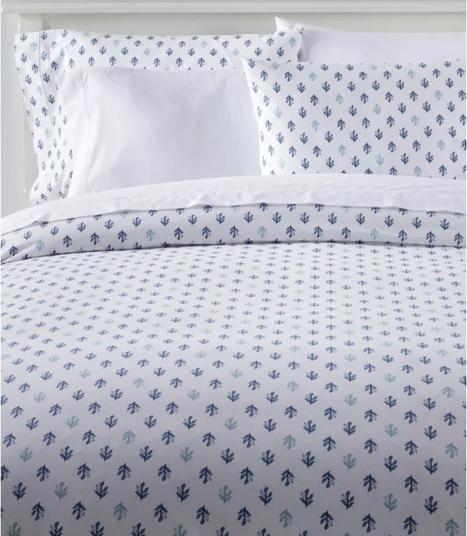 Sunwashed Percale Comforter Cover, Leaf Print