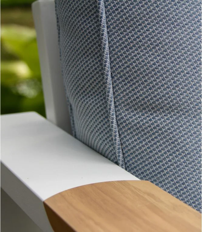 White Aluminum Deep Seating Armchair with Blue Cushions, Set of Two - Image 5