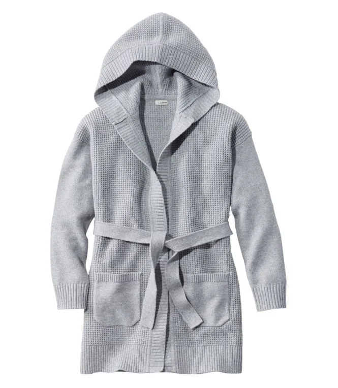 Women''s All-Day Waffle Sweater, Hooded Wrap Cardigan