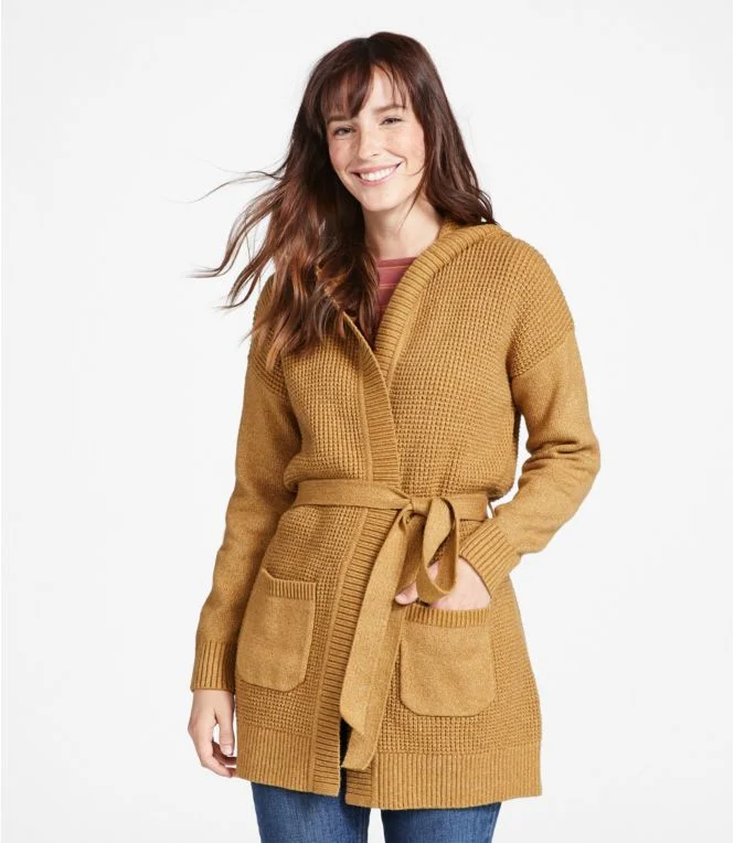 Women''s All-Day Waffle Sweater, Hooded Wrap Cardigan - Image 3