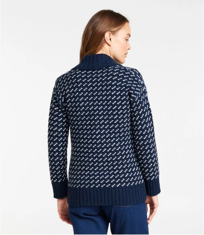 Women''s Bean''s Classic Ragg Wool Sweater, Cardigan Bird''s-Eye - Image 4