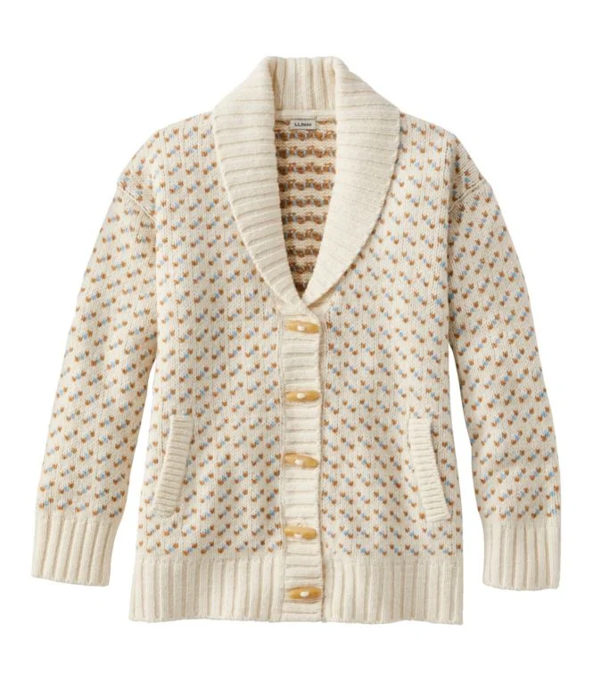 Women''s Bean''s Classic Ragg Wool Sweater, Cardigan Bird''s-Eye - Image 5