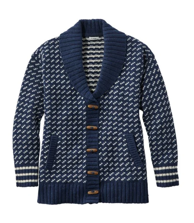 Women''s Bean''s Classic Ragg Wool Sweater, Cardigan Bird''s-Eye - Image 6