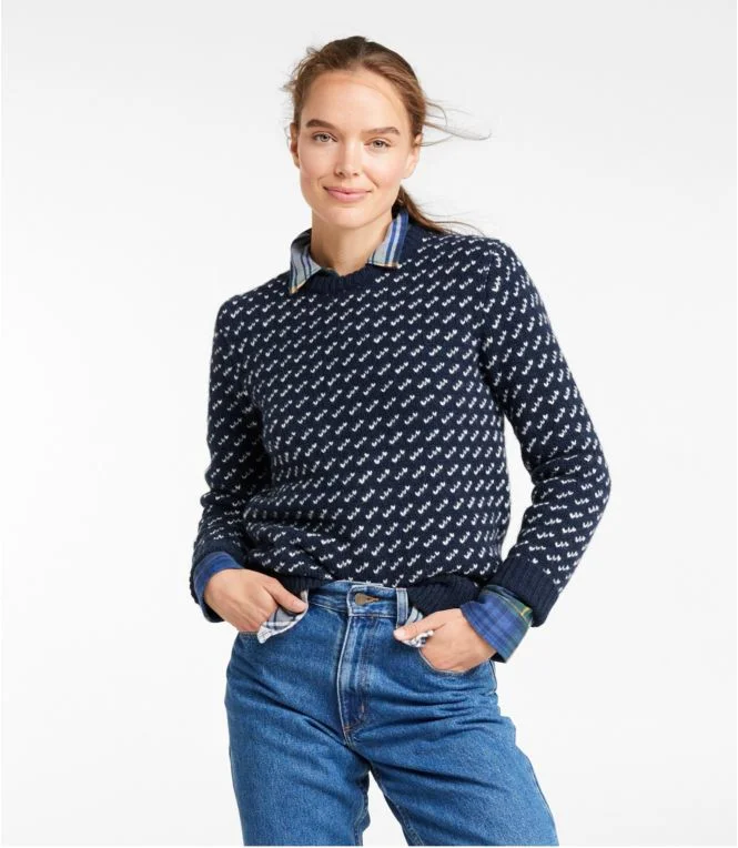 Women''s Bean''s Classic Ragg Wool Sweater, Crewneck Bird''s-Eye - Image 3