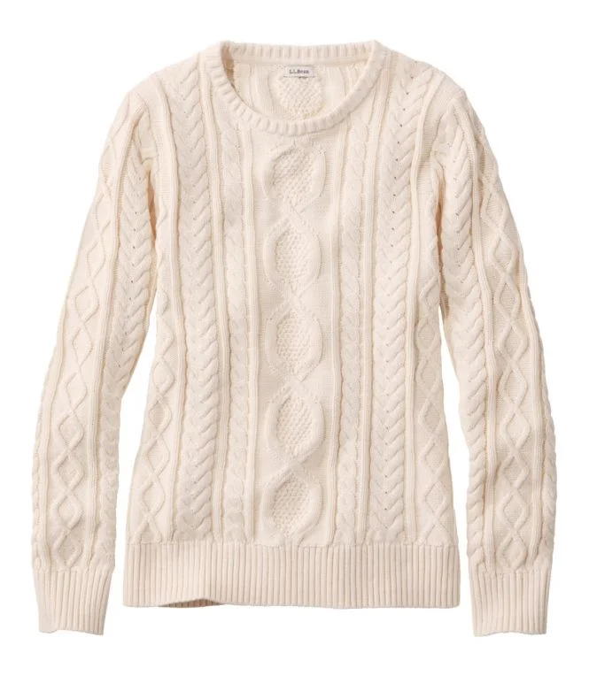 Women''s Bean''s Heritage Soft Cotton Fisherman Sweater, Crewneck