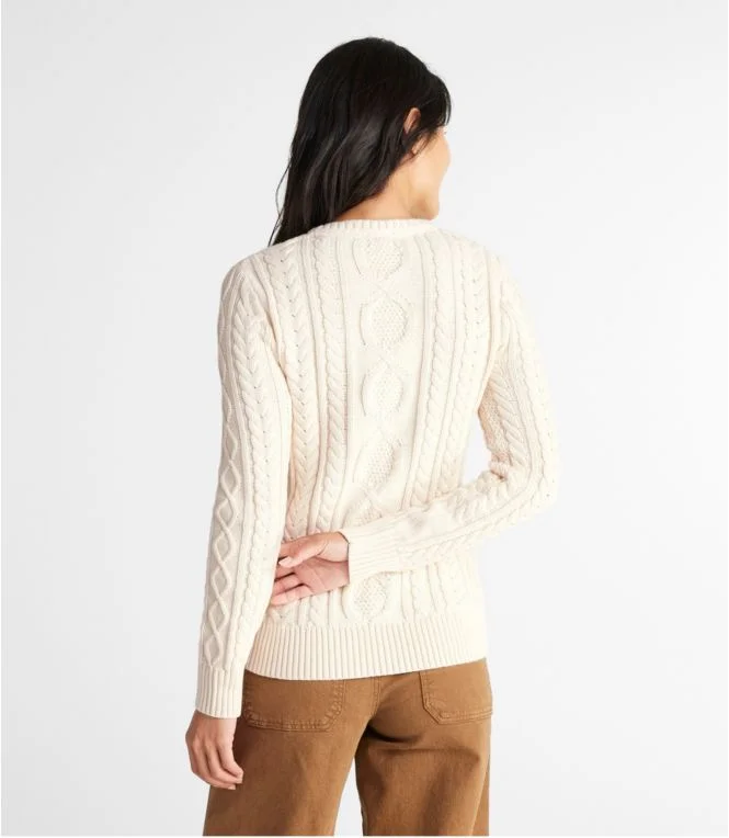 Women''s Bean''s Heritage Soft Cotton Fisherman Sweater, Crewneck - Image 4