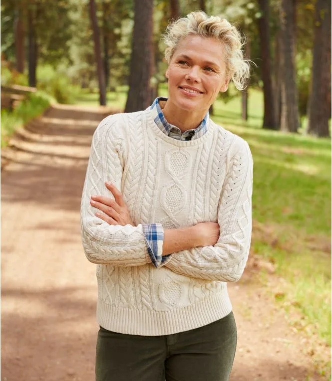 Women''s Bean''s Heritage Soft Cotton Fisherman Sweater, Crewneck - Image 5