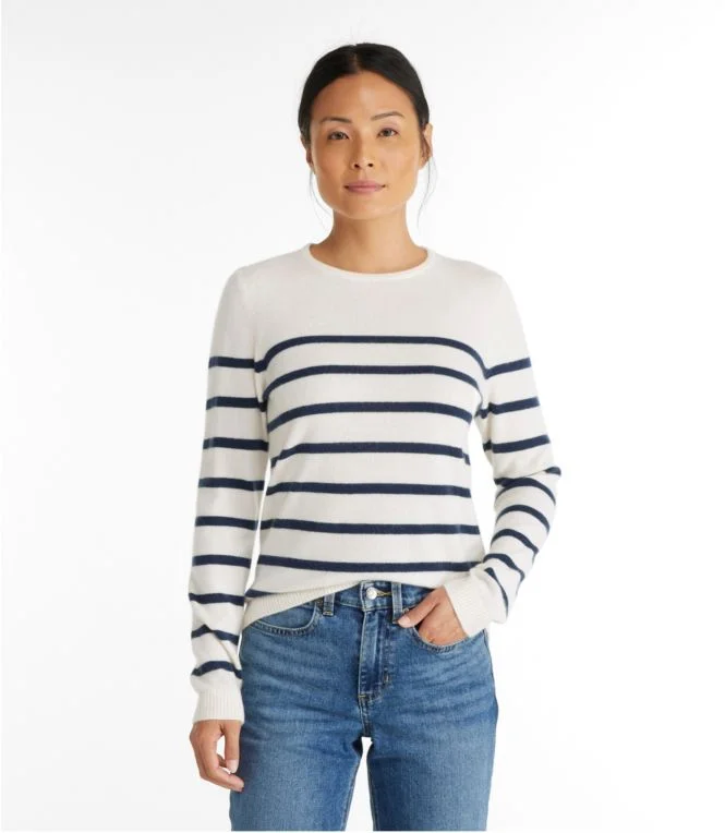 Women''s Classic Cashmere Sweater, Crewneck Stripe - Image 3