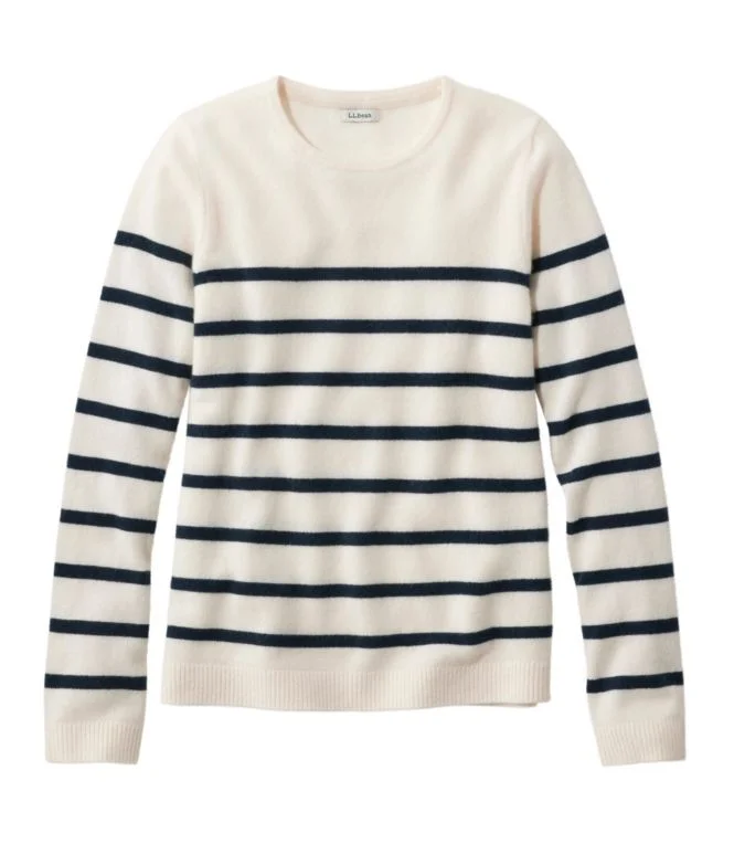 Women''s Classic Cashmere Sweater, Crewneck Stripe - Image 6