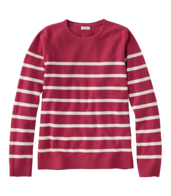 Women''s Classic Cashmere Sweater, Crewneck Stripe - Image 7