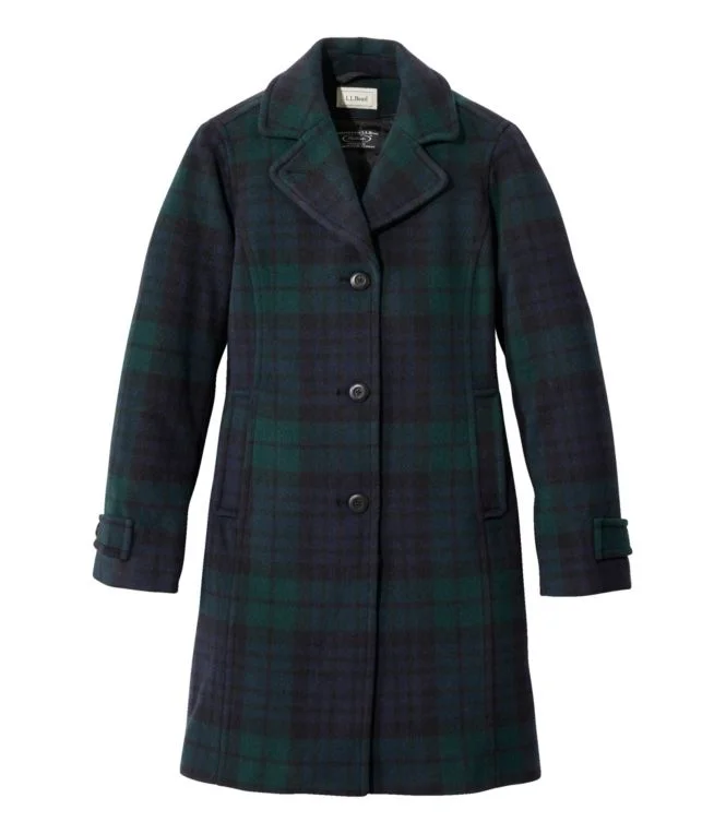 Women''s Classic Lambswool Polo Coat, Three-Quarter, Pattern