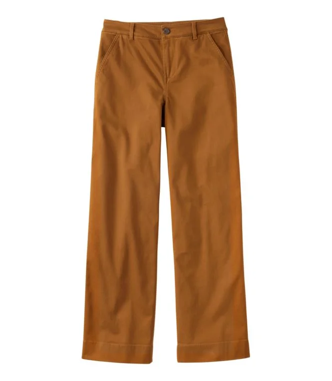 Women''s Comfort Stretch Pants, Mid-Rise Wide-Leg Chino
