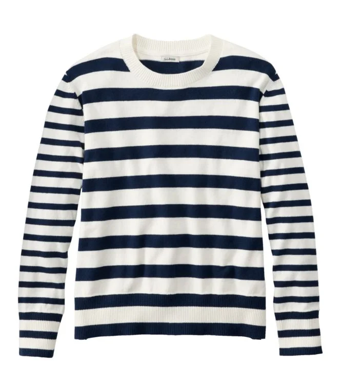 Alternative view of Women''s Cotton/Cashmere Sweater, Crewneck Stripe