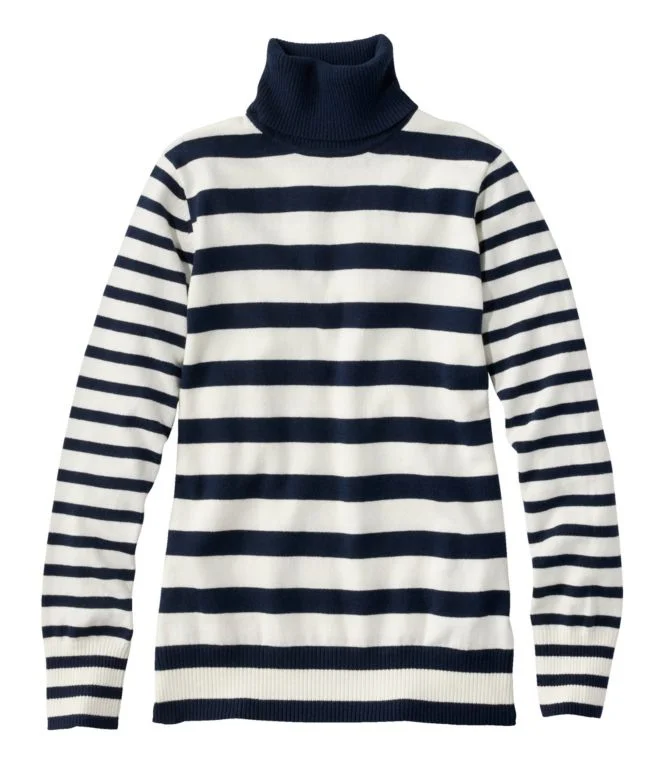 Women''s Cotton/Cashmere Sweater, Turtleneck Stripe