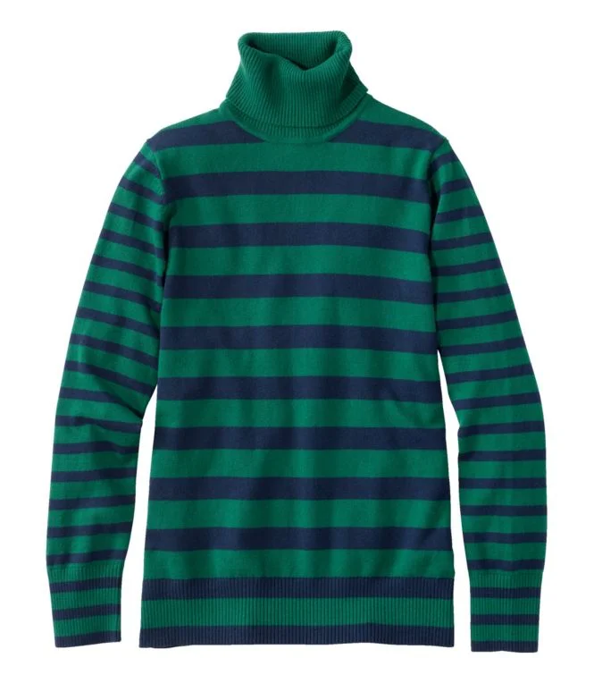 Alternative view of Women''s Cotton/Cashmere Sweater, Turtleneck Stripe