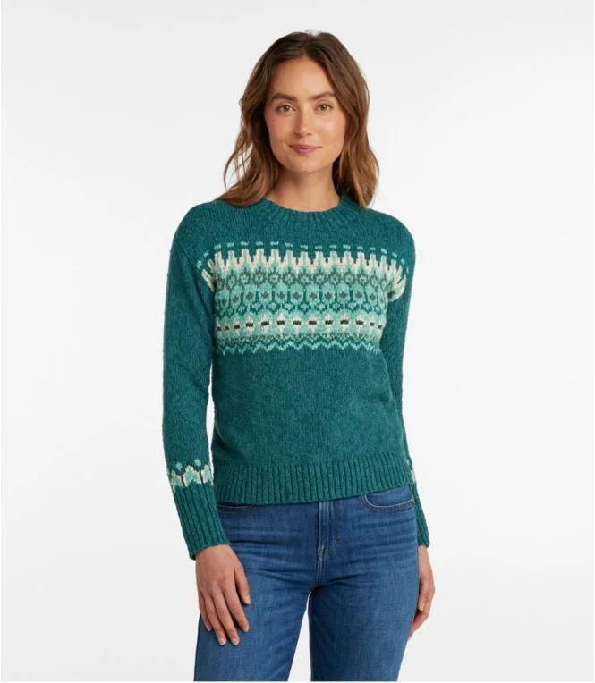 Women''s Cotton Ragg Sweater, Crewneck Fair Isle - Image 3