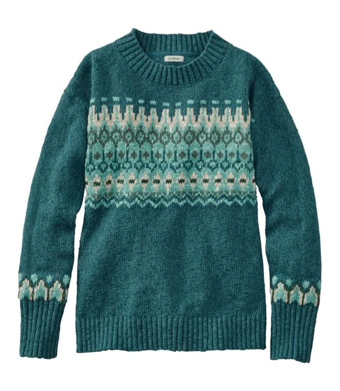 Women''s Cotton Ragg Sweater, Crewneck Fair Isle - Image 7