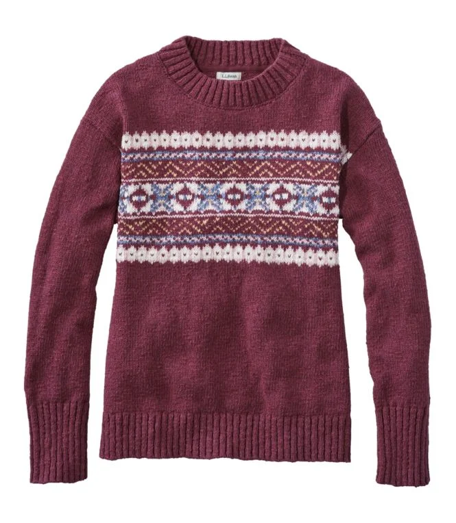 Women''s Cotton Ragg Sweater, Crewneck Fair Isle - Image 9