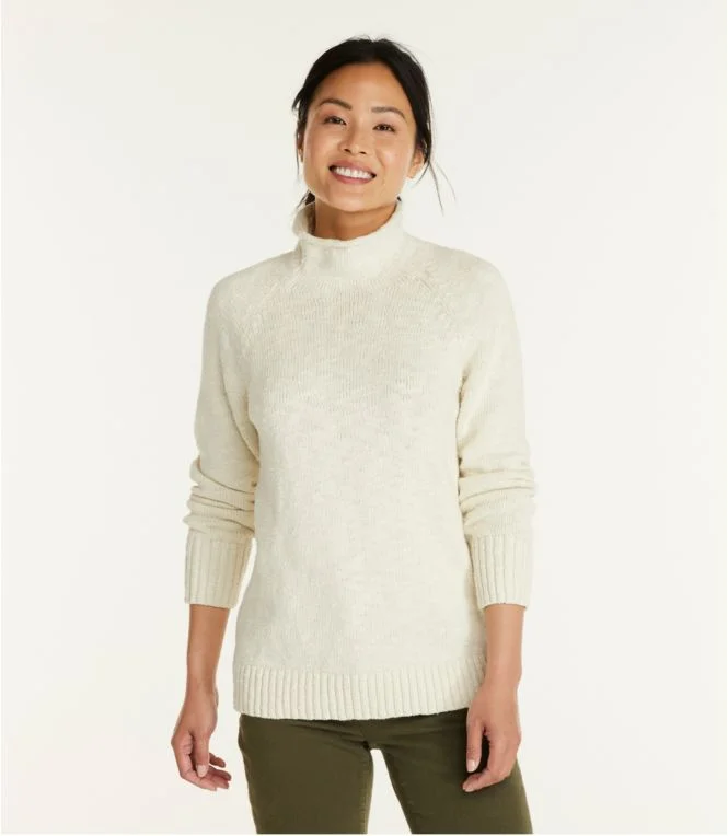 Women''s Cotton Ragg Sweater, Funnelneck Pullover - Image 3