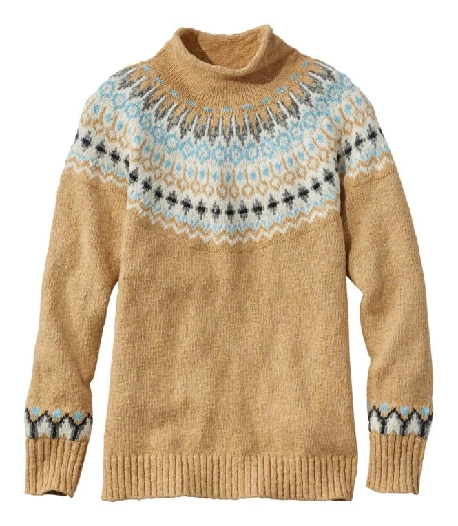 Alternative view of Women''s Cotton Ragg Sweater, Funnelneck Pullover Fair Isle