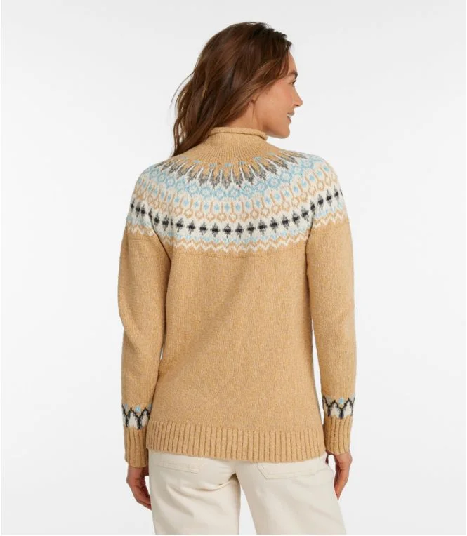 Women''s Cotton Ragg Sweater, Funnelneck Pullover Fair Isle - Image 4
