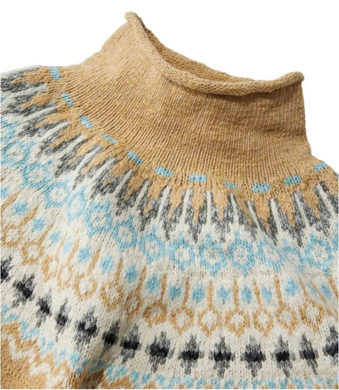 Women''s Cotton Ragg Sweater, Funnelneck Pullover Fair Isle - Image 5