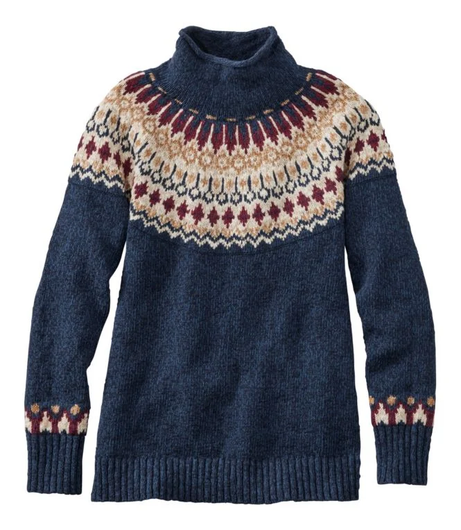 Women''s Cotton Ragg Sweater, Funnelneck Pullover Fair Isle - Image 8