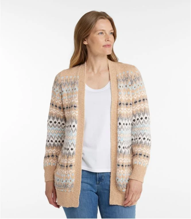 Women''s Cotton Ragg Sweater, Open Cardigan Fair Isle - Image 3