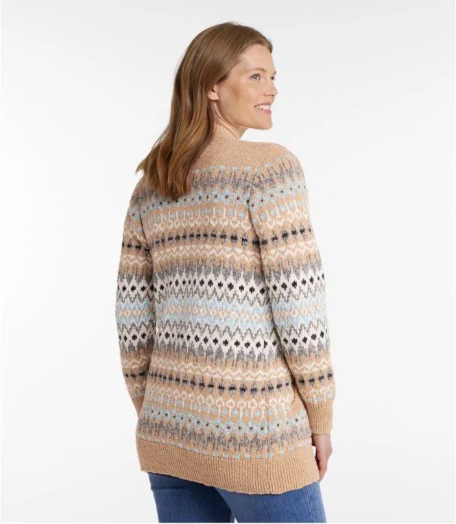 Women''s Cotton Ragg Sweater, Open Cardigan Fair Isle - Image 4